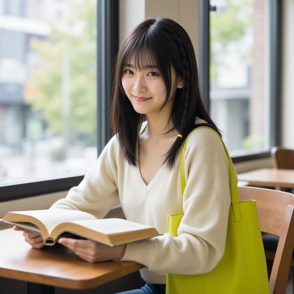 古本屋から本を持ち帰る桃井りせ