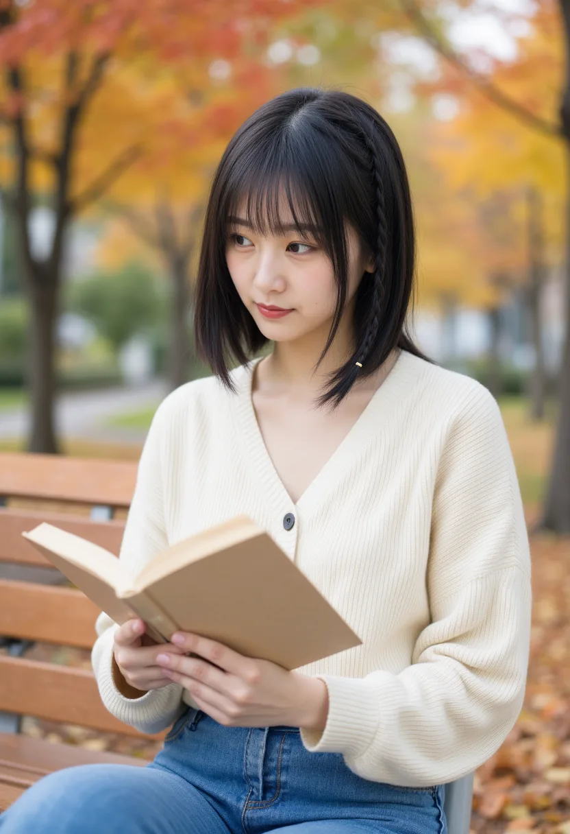 桃井りせ 公園で読書する一枚
